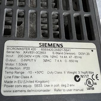 Частотник Siemens 6SE6420-2AB21-5BA1